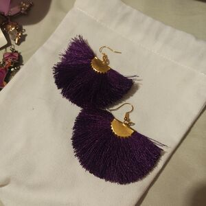Elegant Purple Tassel Earrings